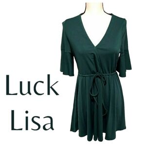 Luck Lisa dress green womens size medium New with tags